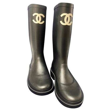 chanel gummistiefel schwarz|Chanel.